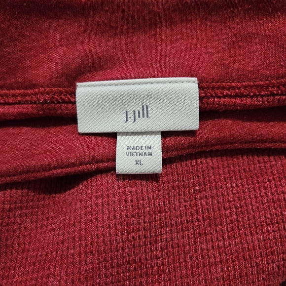 J.Jill Womens Red Waffle Knit Cotton Blend Cozy Long Sleeve Top Heathered Red XL - Picture 9 of 12